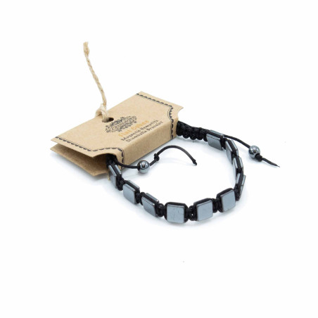 3x Magnetický Hematitový Náramok Shamballa - Ploché Kocky