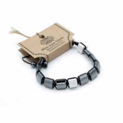 3x Magnetický Hematitový Náramok Shamballa - Kocky - Biely Jaspis