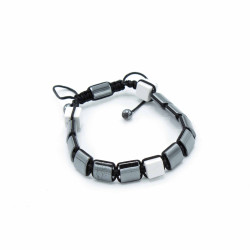 3x Magnetický Hematitový Náramok Shamballa - Kocky - Biely Jaspis