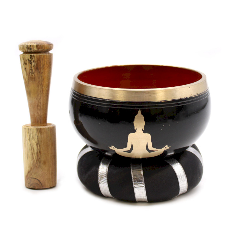 Súprava Spievajúcich Misiek Buddha - Čierna/Oranžová 10.7cm