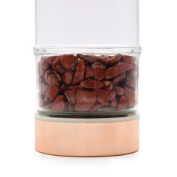 Fľaška na Čaj z Krištáľového Skla - Rose Gold - Jaspis Červený