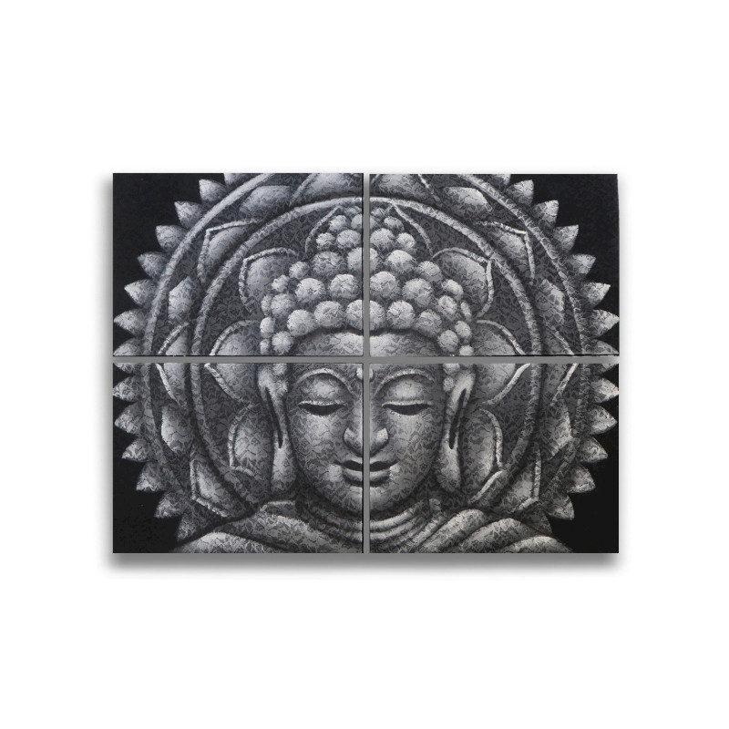 Detail Brokátu Sivý Buddha Mandala Obraz 30x40cm x 4