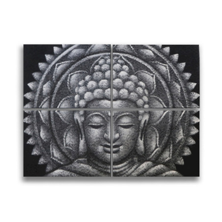 Detail Brokátu Sivý Buddha Mandala Obraz 30x40cm x 4