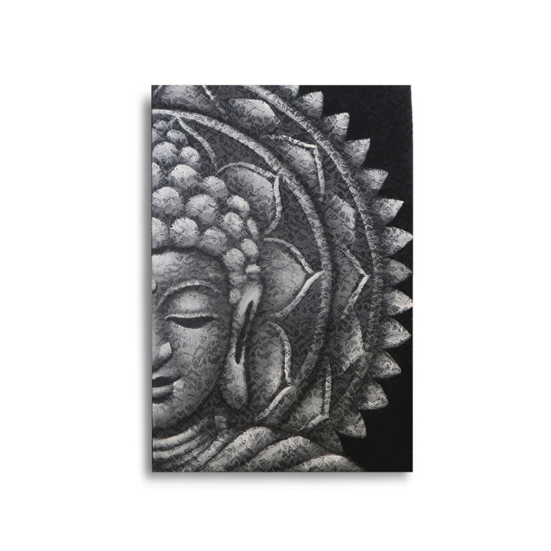 Šedý Budha Mandala Obraz 60x80cm