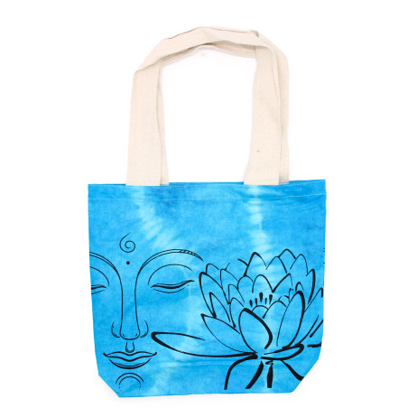 Bavlnená Taška (6oz) - 38x42x12cm - Lotus Buddha - Modrá - Prírodné Ra