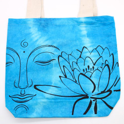 Bavlnená Taška (6oz) - 38x42x12cm - Lotus Buddha - Modrá - Prírodné Ra