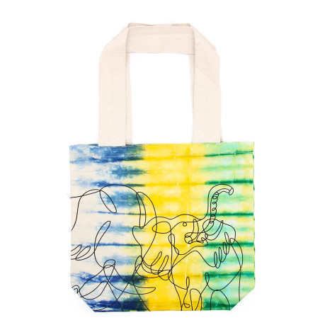 Bavlnená Taška (6oz) - 38x42x12cm - Slony - Viacfarebná - Prírodné Ram