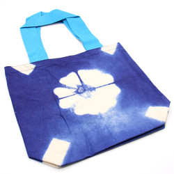 Prírodná Bavlnená Taška Tye-Dye (8oz) - 38x42x12cm - Modrý kvet - Modr