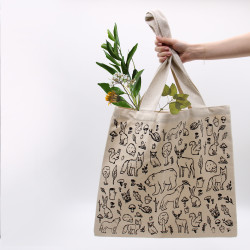 Veľká Bavlnená Nákupná Taška - 38 x 42 cm - Život v Lese - 10 oz