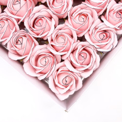 50x Mydlové Kvety pre Šikovné Ruky - Stredná Ruža - Ružová s Čiernym O