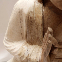 Ručne Vyrezávaná Socha Budhu - 40cm Prenos Výučby - Biela Vymývaná - P