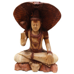 Ručne Vyrezávaná Socha Budhu - Shiva s Kobrou - 50cm - Poškodená