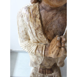 Ručne Vyrezávaná Socha Budhu - 100 cm Vitajte - Biela Vymývaná - Poško