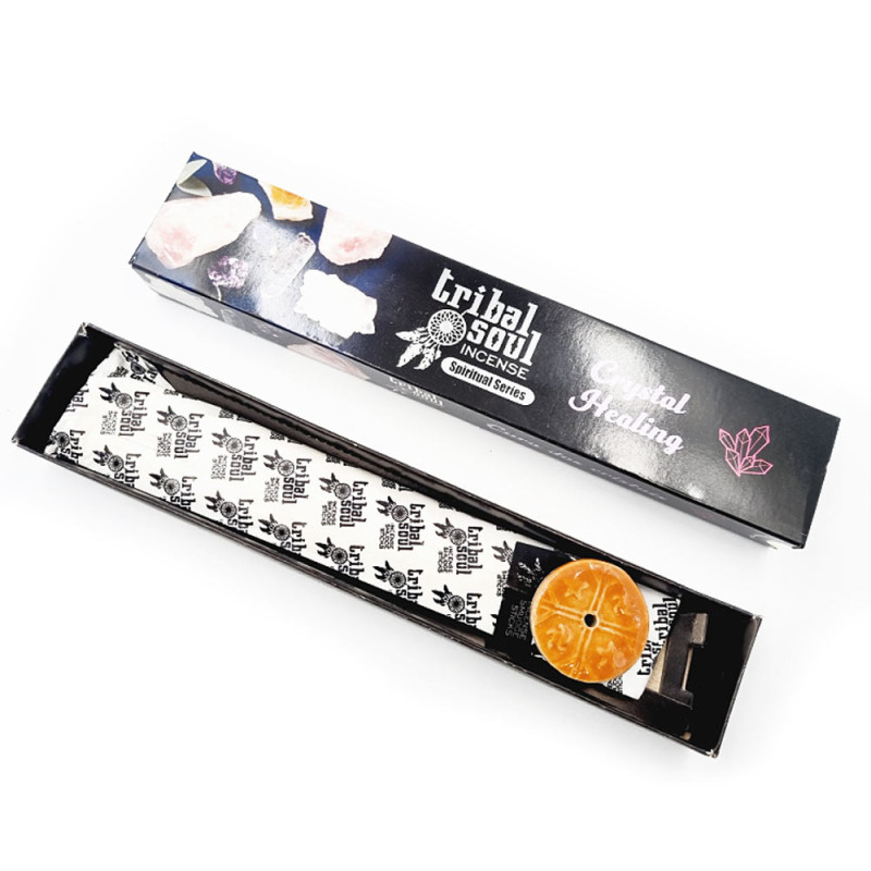 12x Duchovné vonné tyčinky Tribal Soul a keramický držiak - Kryštáľové