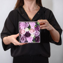 Štvorcový Box - Levanduľové Ruže a Karafiát