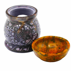 Mastencová Aróma Lampa 10cm - Mandala Kvet - Čierna a Žltá