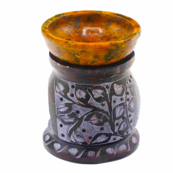 Mastencová Aróma Lampa 10cm - Mandala Kvet - Čierna a Žltá