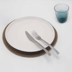 4x Prírodné Prestieranie - Juta a Bavlna 30 cm - Modrozelený okraj