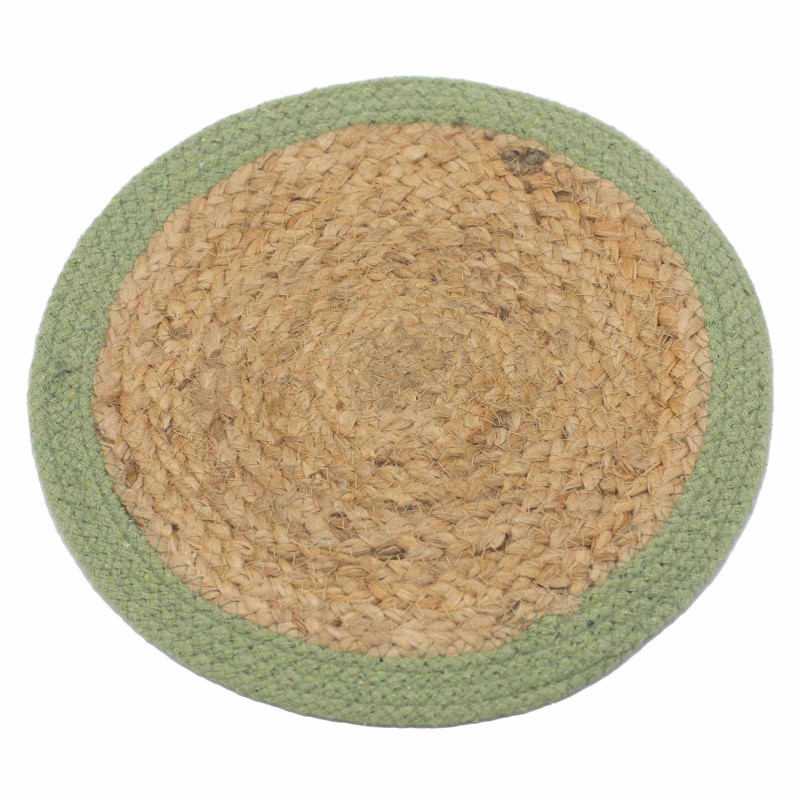4x Prírodné Prestieranie - Juta a Bavlna 30 cm - Olivový okraj