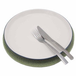 4x Prírodné Prestieranie - Juta a Bavlna 30 cm - Olivový okraj