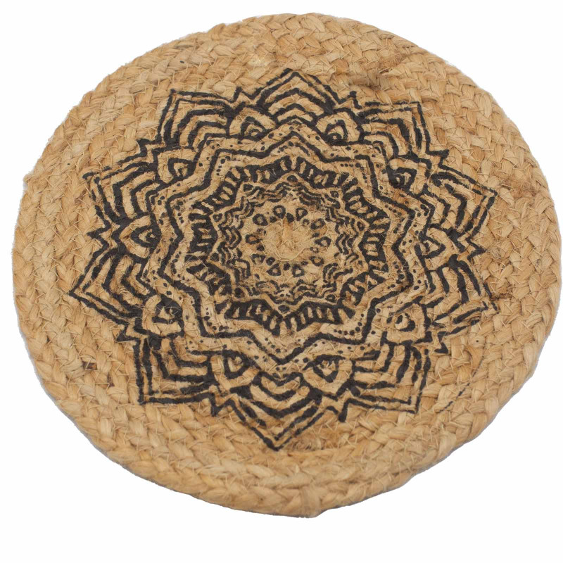 4x Prírodné Prestieranie - Juta 30 cm - Potlač Mandaly