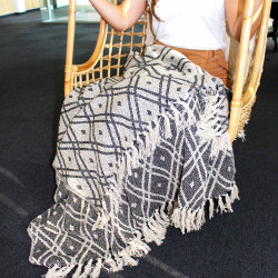 Boho Pohodlný Prehoz - 125 x 150 cm - Čierno-Béžová Regentská