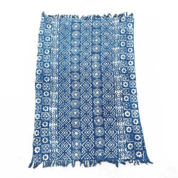 Ručne Vyrábaný Indigový Prehoz - 170x120cm - Desi Pruhy