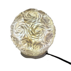 Boho Lampa z Morských Mušlí - Ružový Glóbus - 15 cm