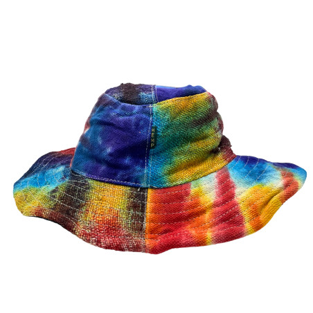 3x Záplatovaný a Drôtený Klobúk z Konope a Bavlny Boho Festival - Tie 