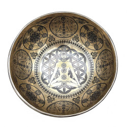 Tibetská Liečivá Gravírovaná Miska - 16 cm - 7 čakier