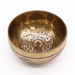 Tibetská Liečivá Gravírovaná Miska - 16cm - Budha Stromu Bodhi