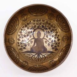 Tibetská Liečivá Gravírovaná Miska - 16cm - Budha Stromu Bodhi