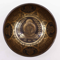 Tibetská Liečivá Gravírovaná Miska - 21cm - 5 Budhov